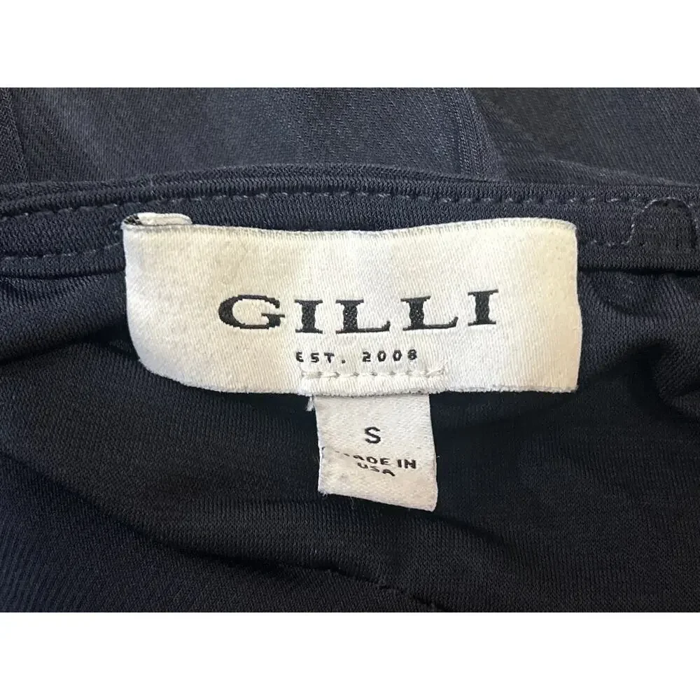Gilli Navy Blue Sleeveless V Neck Faux Wrap Wide Leg Cropped Jumpsuit Size S